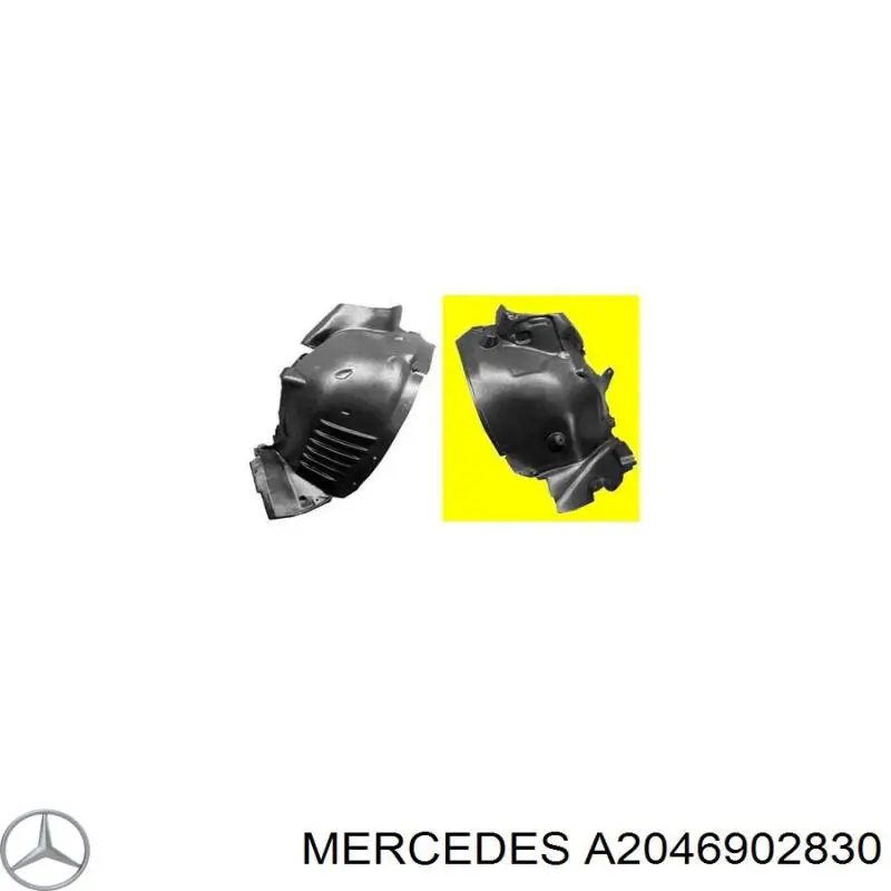 A2046902830 Mercedes guardabarros interior, aleta delantera, derecho trasero