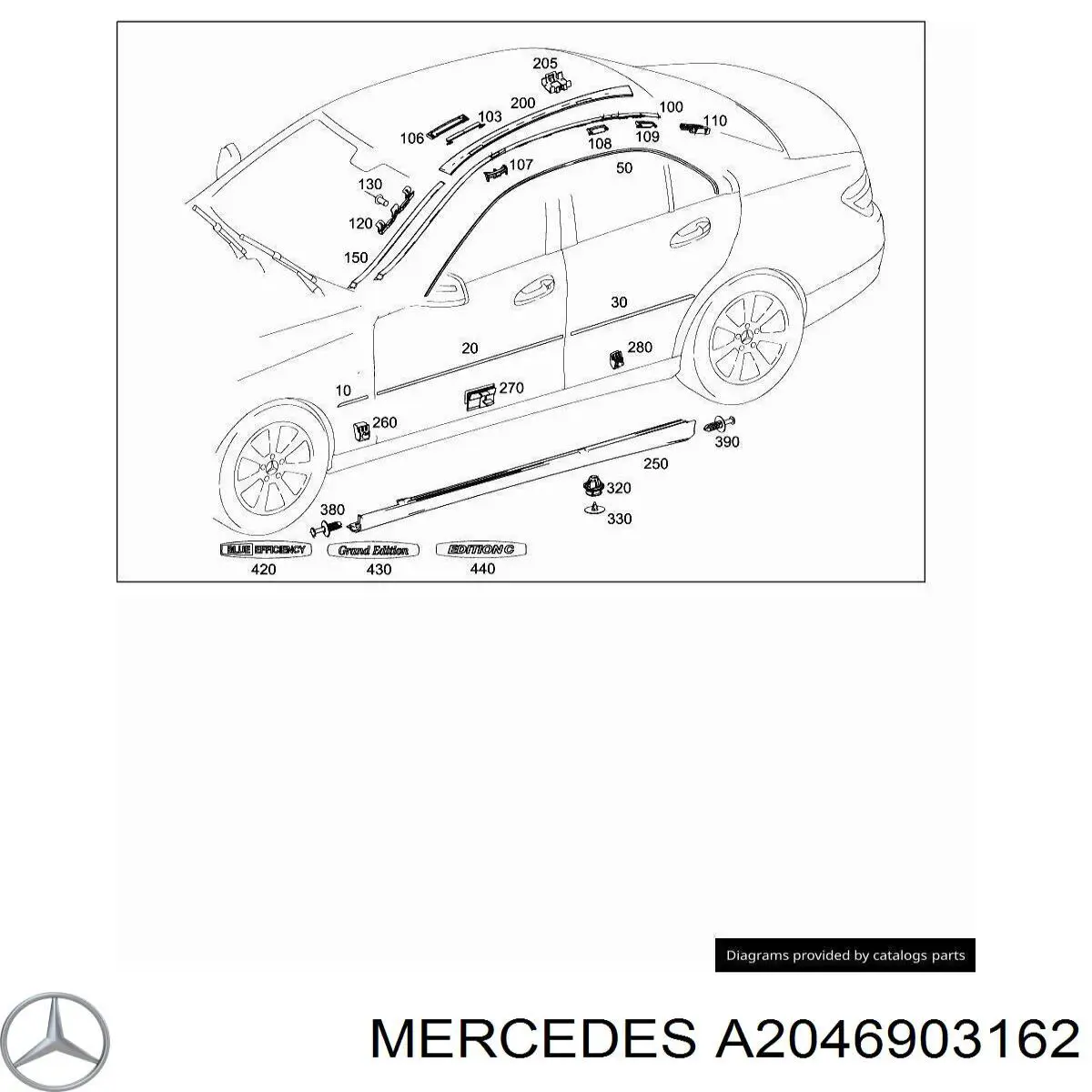 Moldura del guardabarros delantero izquierdo Mercedes A2046903162 precio, desde 17,20 EUR