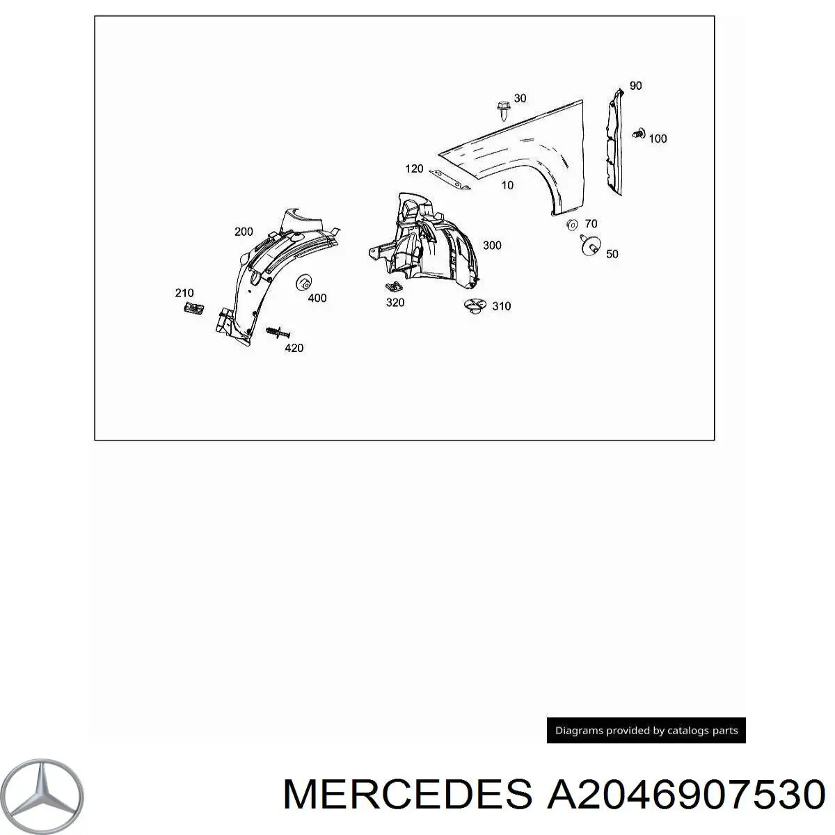 A2046907530 Mercedes guardabarros interior, aleta delantera, izquierdo delantero