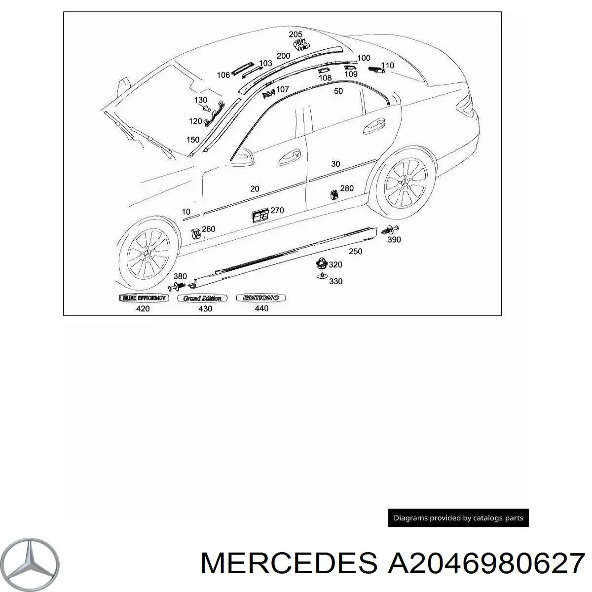 Riel de techo derecho Mercedes A2046980627 precio, desde 18,33 EUR