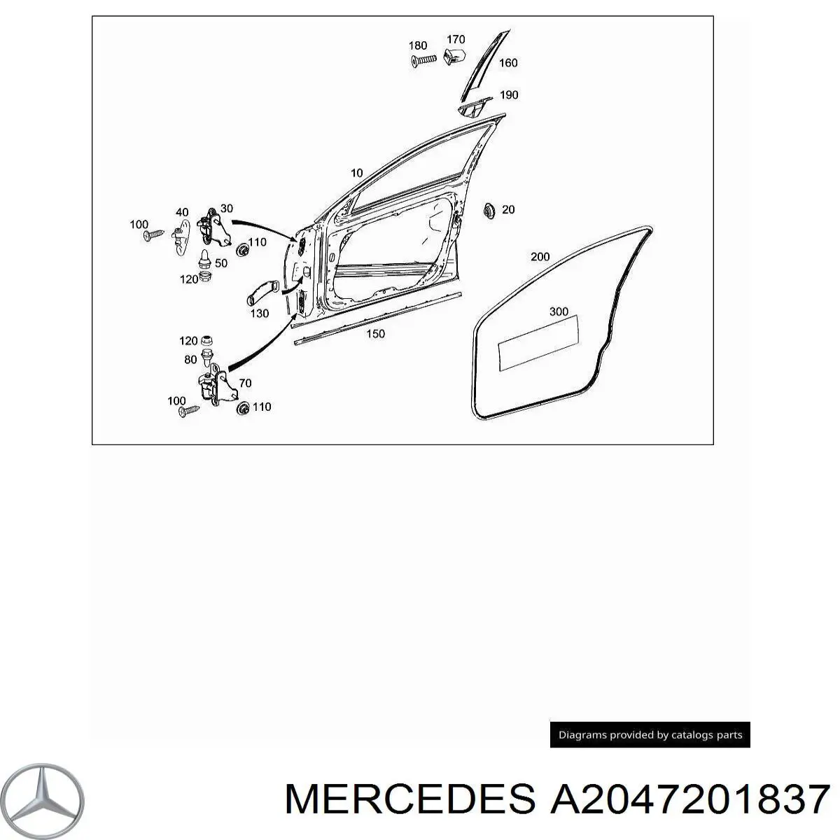 Bisagra delantera derecha Mercedes A2047201837