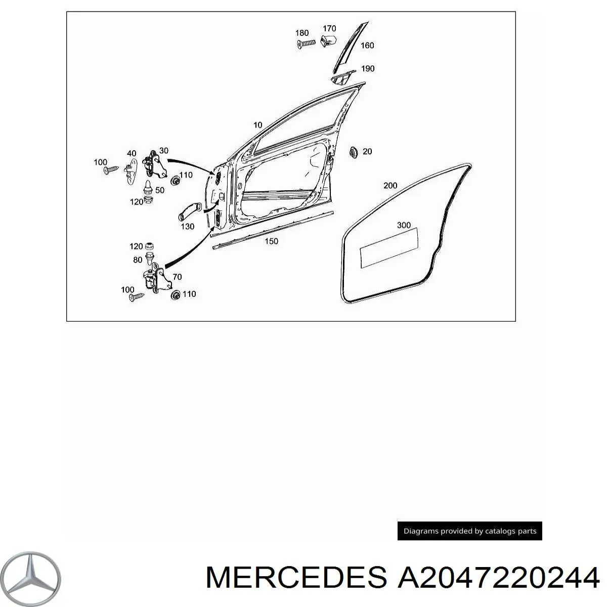 Bisagra de la puerta delantera derecha Mercedes A2047220244 precio, desde 76,25 EUR