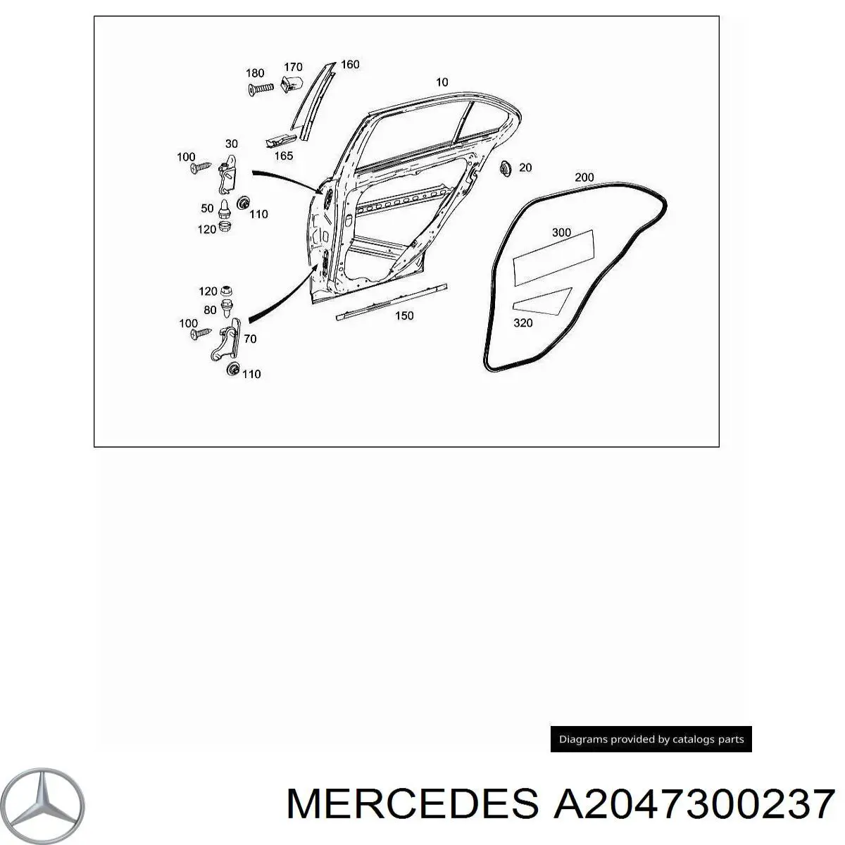 Comprar A2047301137 Mercedes Bisagra de la puerta trasera derecha