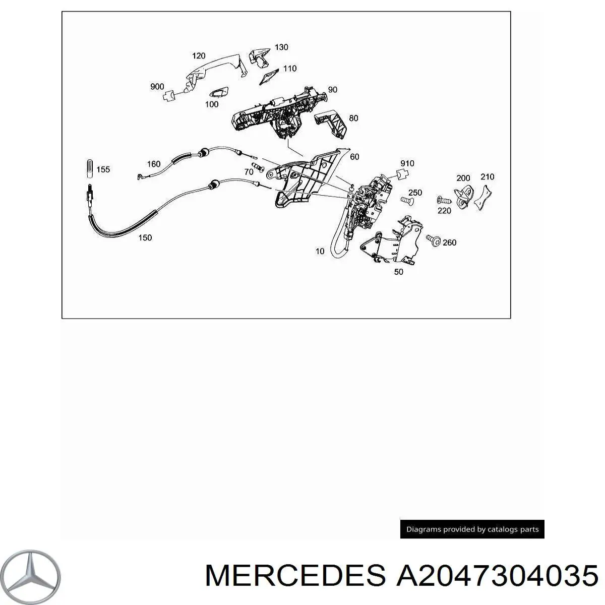 A2047304035 Mercedes Cerradura de la puerta trasera derecha