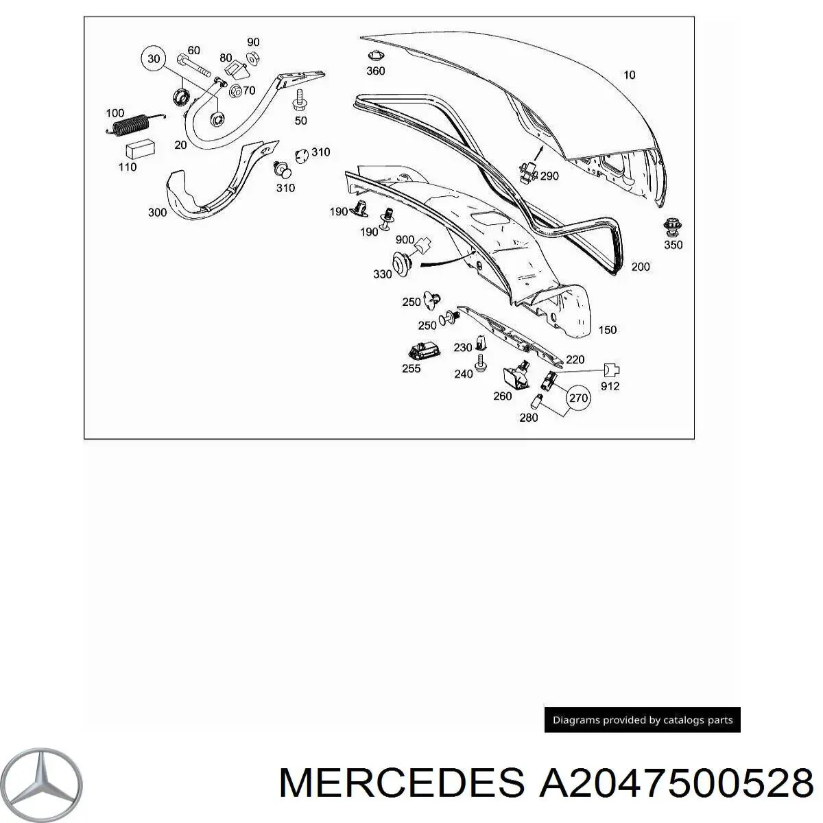 A2047500528 Mercedes Bisagra de la tapa del maletero