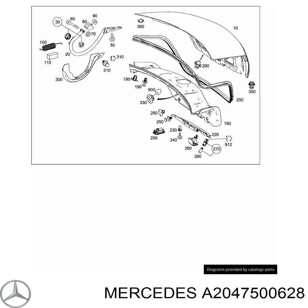 Comprar A2047500628 Mercedes Bisagra de la tapa del maletero