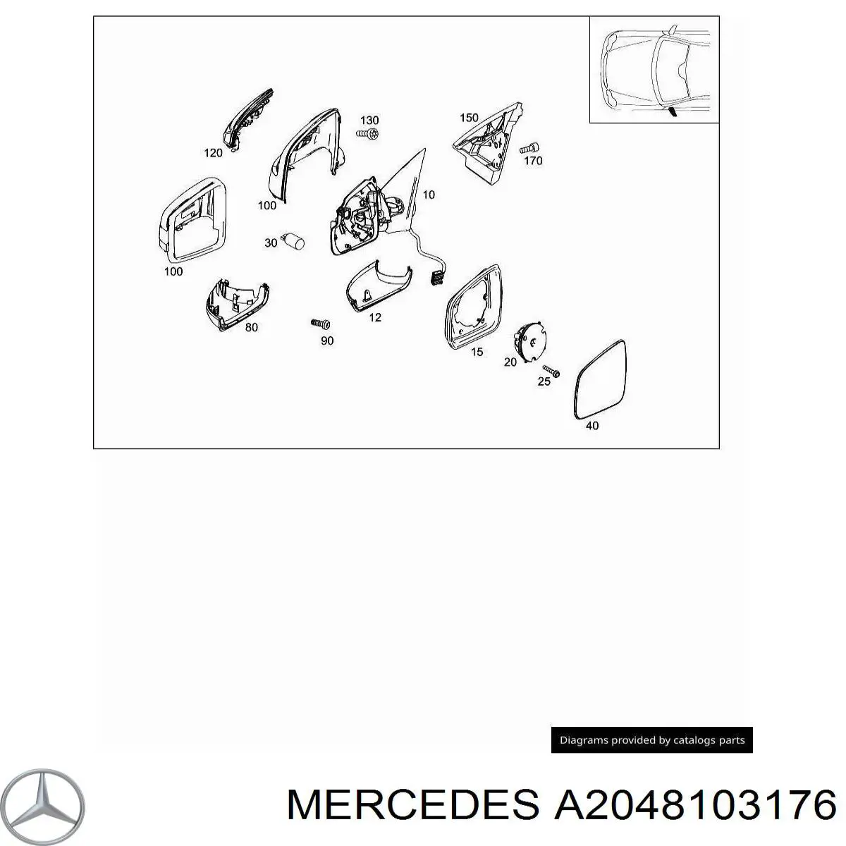 Espejo izquierdo Mercedes A2048103176 precio, desde 225,20 EUR