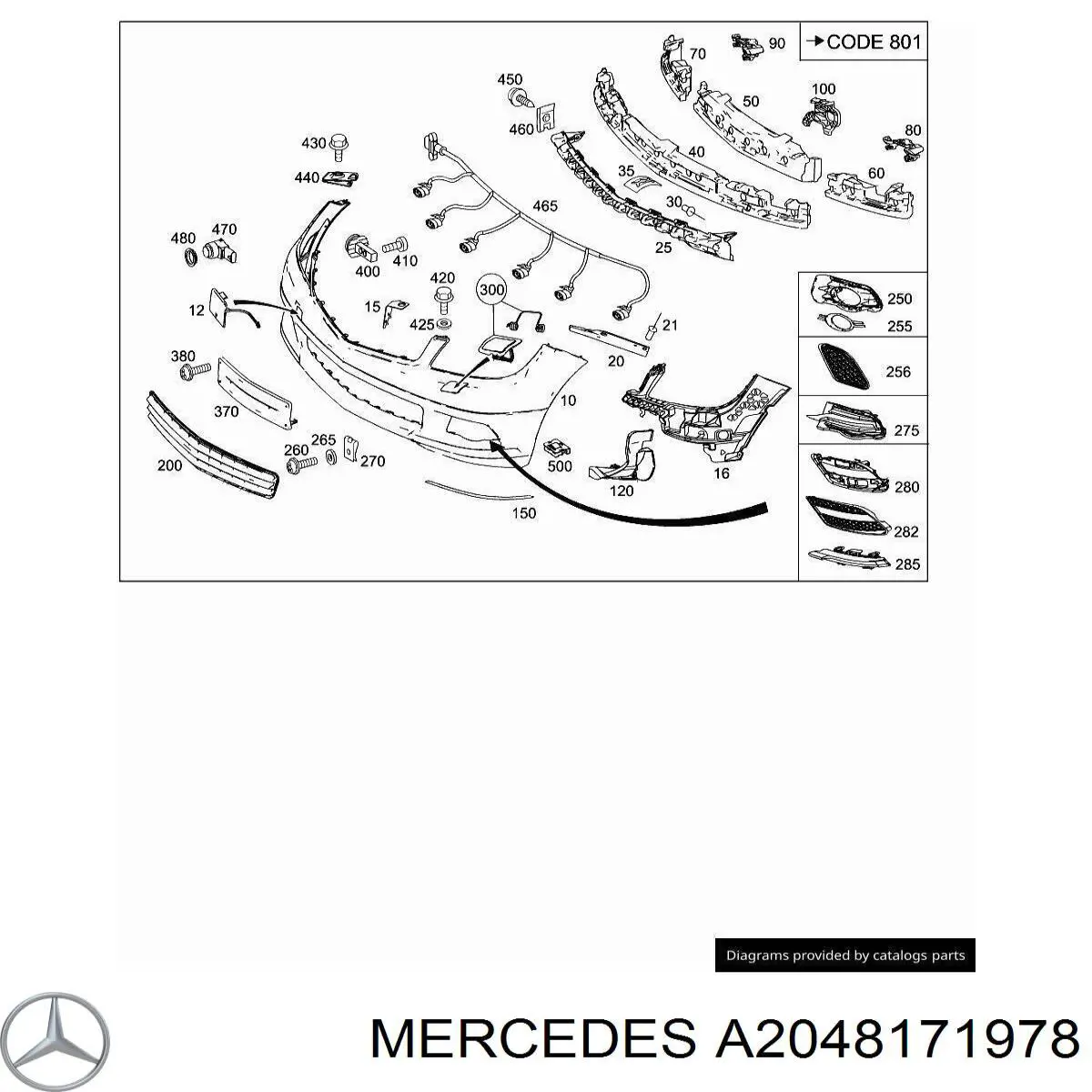 A2048171978 Mercedes soporte de matricula delantera