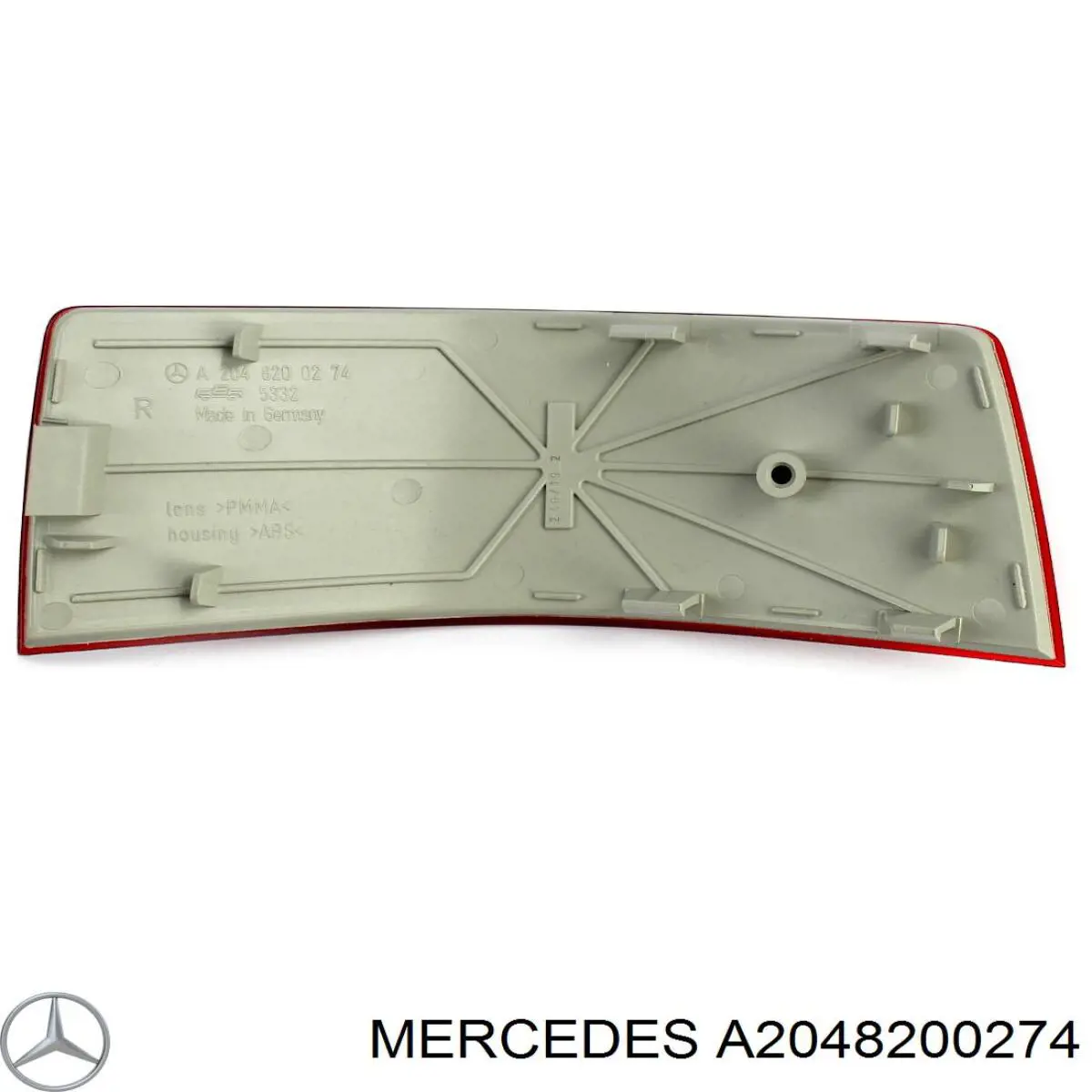A2048200274 Mercedes reflector, parachoques trasero, derecho