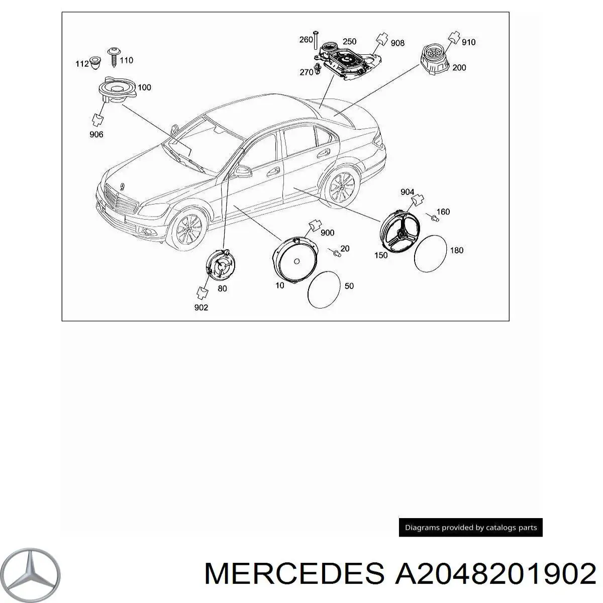 Altavoz de la puerta delantera Mercedes A2048201902 precio, desde 43,56 EUR