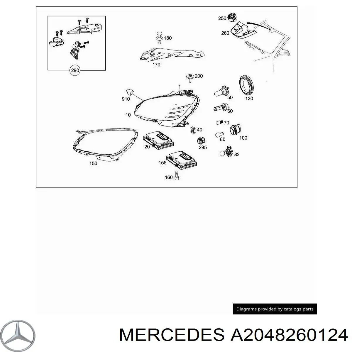 A2048260124 Mercedes Cubierta de faro izquierdo
