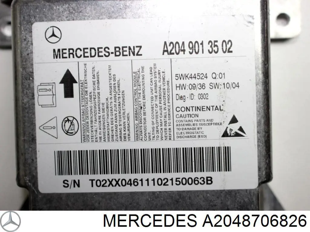 Módulo de control de airbag A2049012604 Mercedes