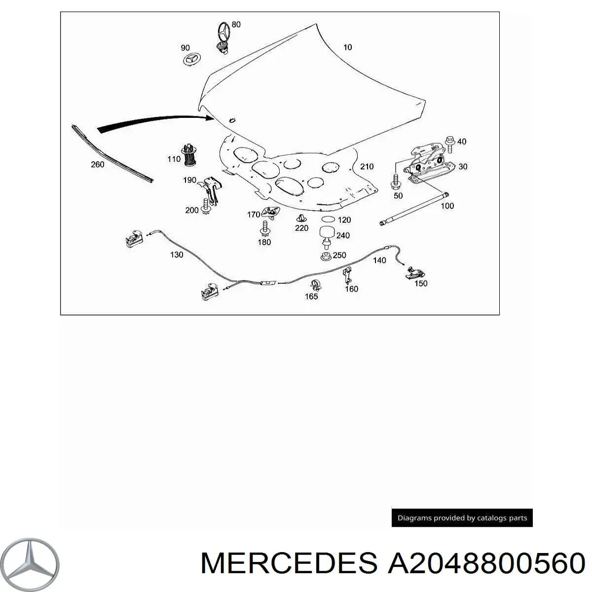 Cerradura de capó A2048800560 Mercedes