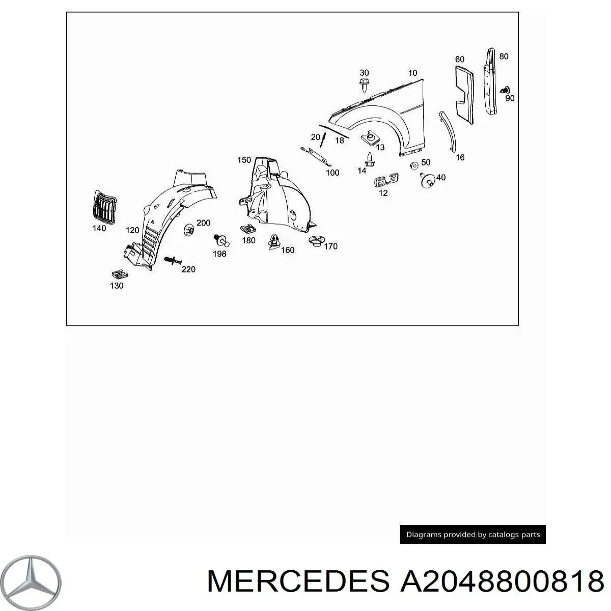 A2048800818 Mercedes guardabarros delantero derecho