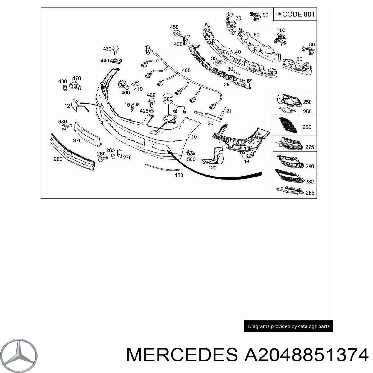 A2048851374 Mercedes embellecedor, faro antiniebla izquierdo