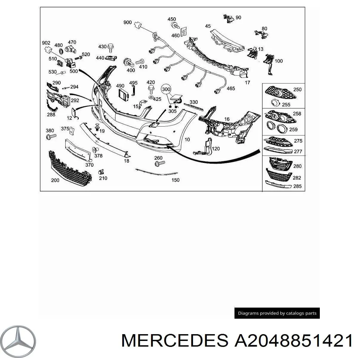 Embellecedor central del parachoques trasero Mercedes A2048851421 precio, desde 71,98 EUR