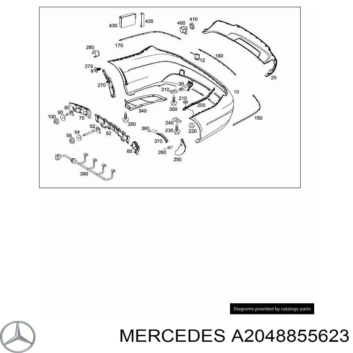 A2048855623 Mercedes cobertura de parachoques, enganche de remolque, trasera