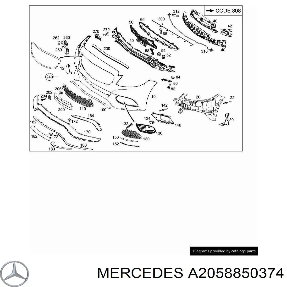 A2058850374 Mercedes moldura de rejilla parachoques delantero izquierda