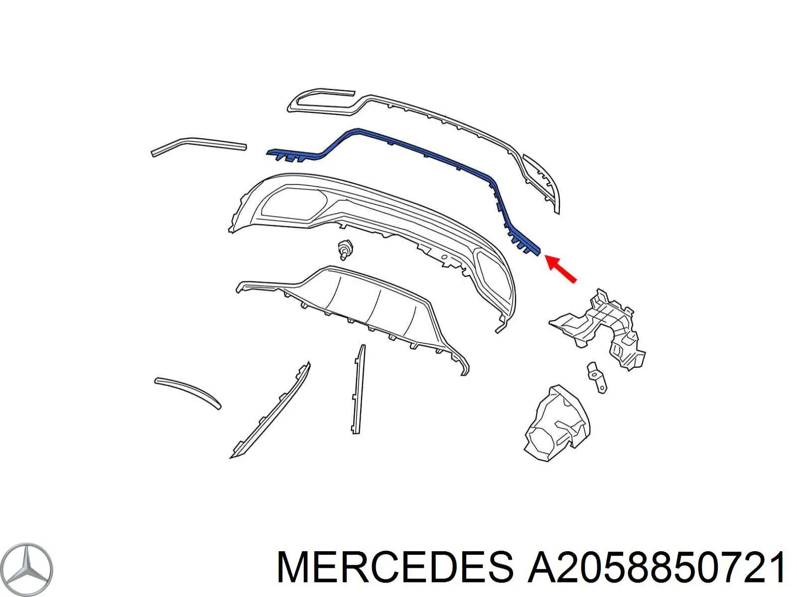 Embellecedor central del parachoques trasero Mercedes A2058850721 precio, desde 50,58 EUR