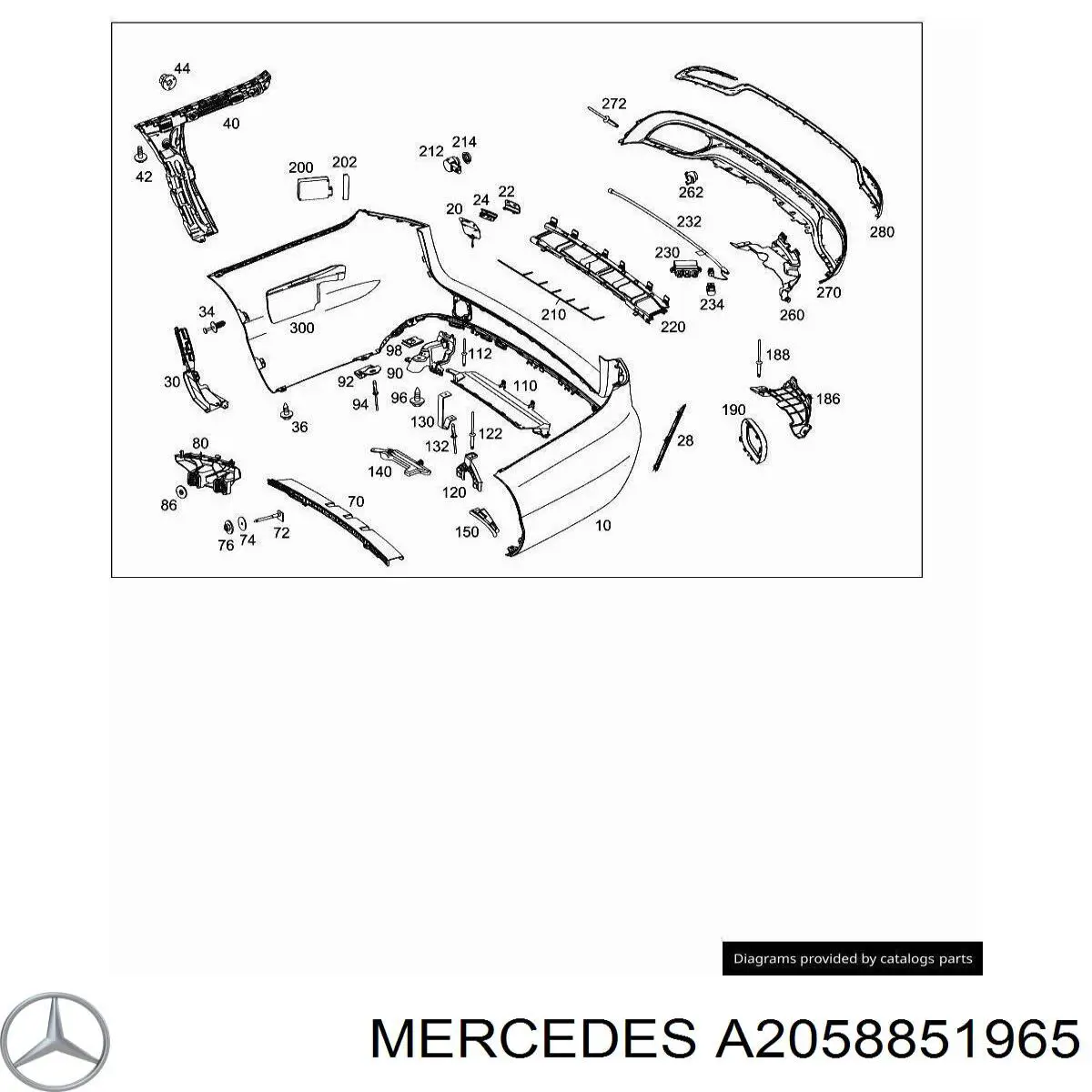 A2058851965 Mercedes Soporte de paragolpes trasero izquierdo