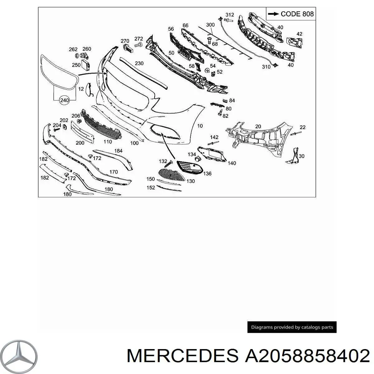 A2058858402 Mercedes rejilla de ventilación, parachoques trasero, izquierda