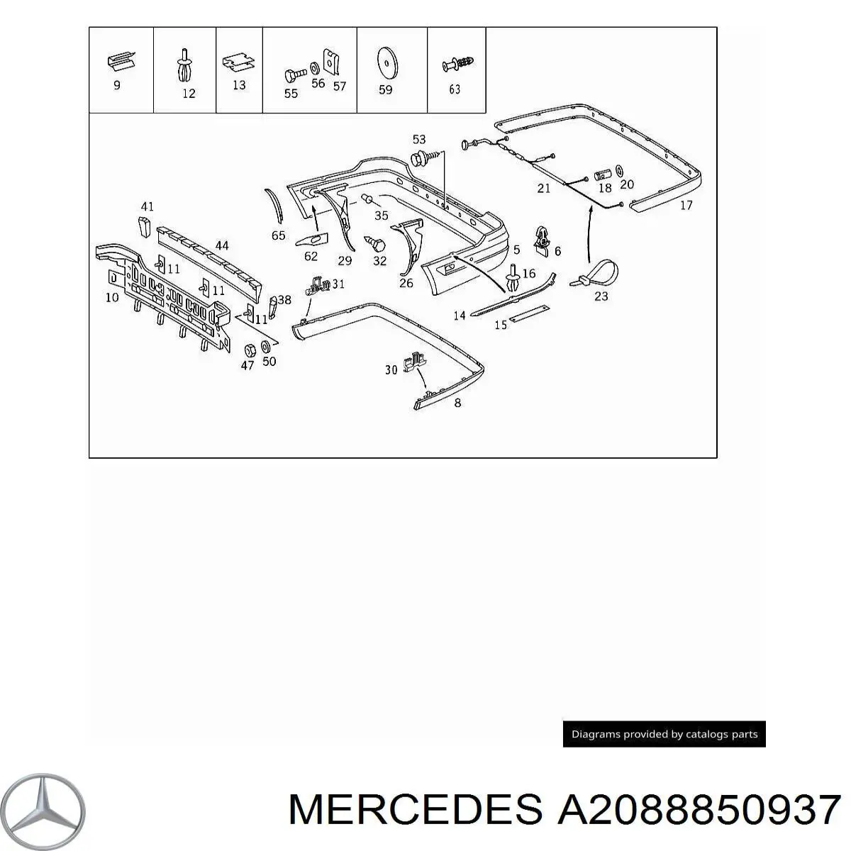 A2088850937 Mercedes Relleno de parachoques trasero