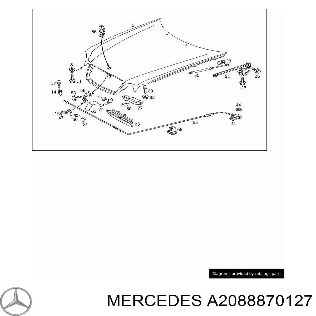 A2088870127 Mercedes lengüeta de liberación del capó