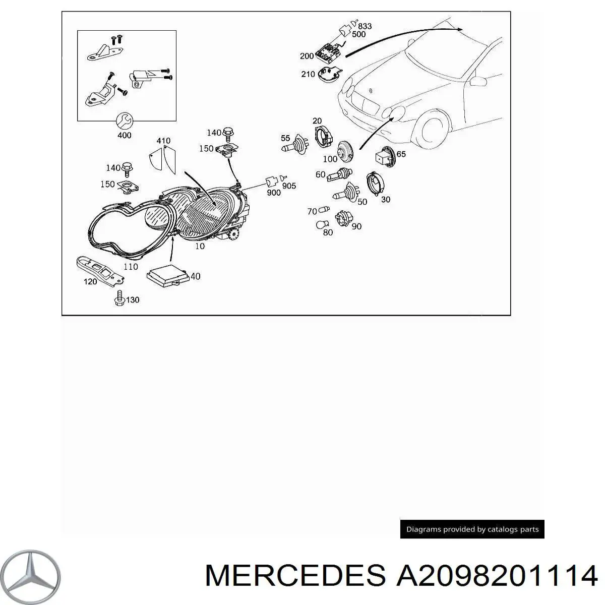 Soporte de fijación del faro delantero izquierdo Mercedes A2098201114 precio, desde 75,98 EUR