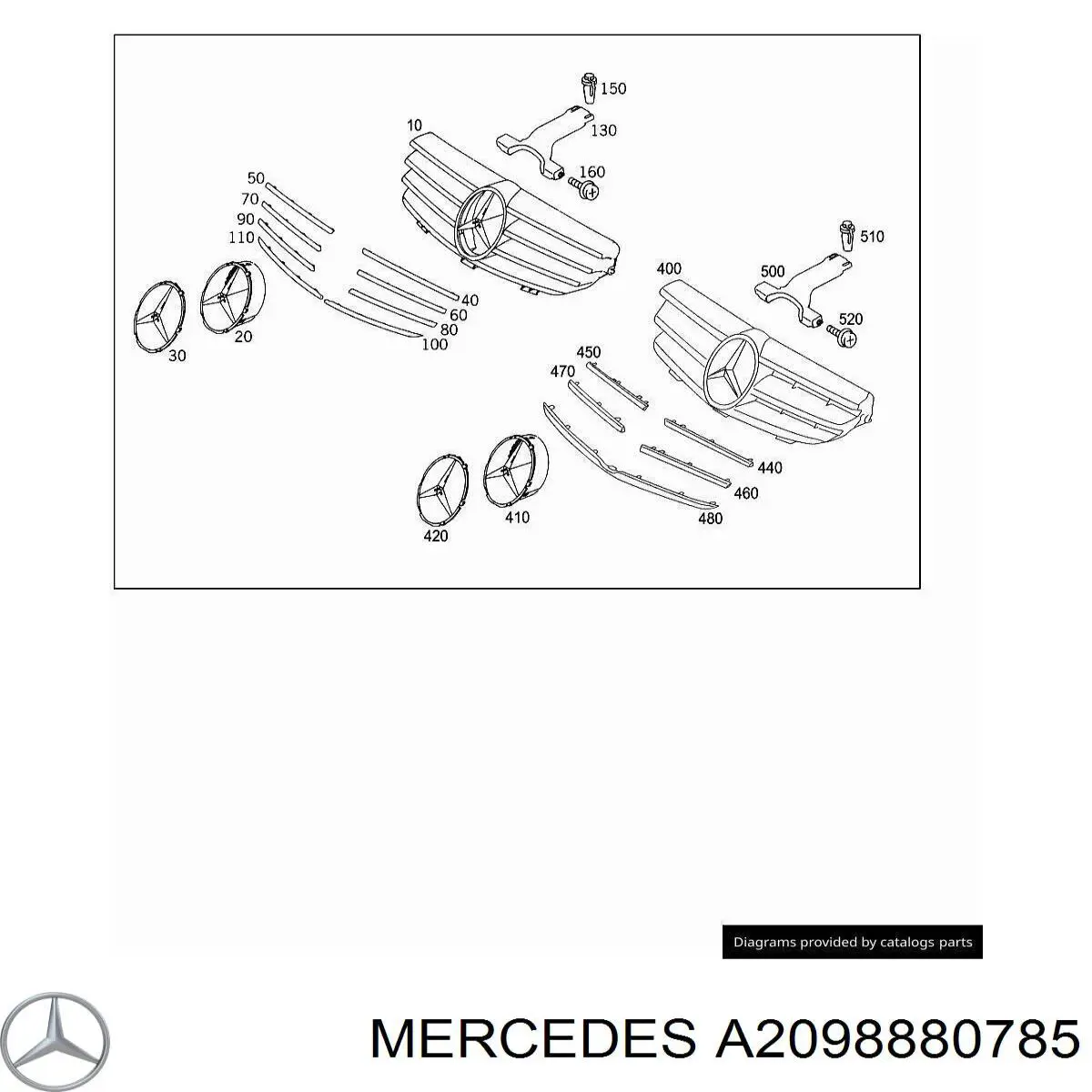 Rejilla delantera Mercedes A2098880785 precio, desde 52,05 EUR