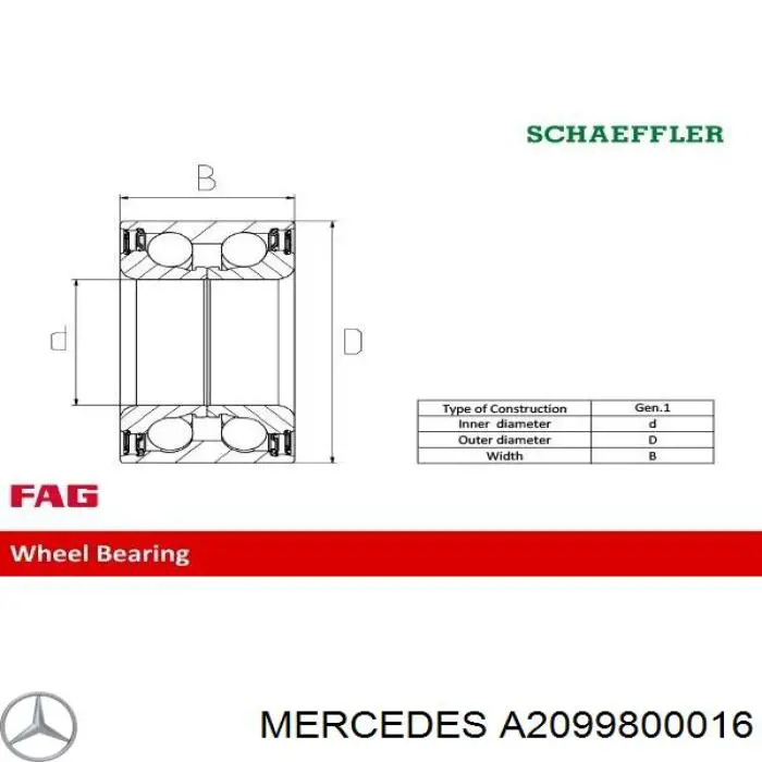 Cojinete de cubo delantero Mercedes A2099800016 precio, desde 35,80 EUR