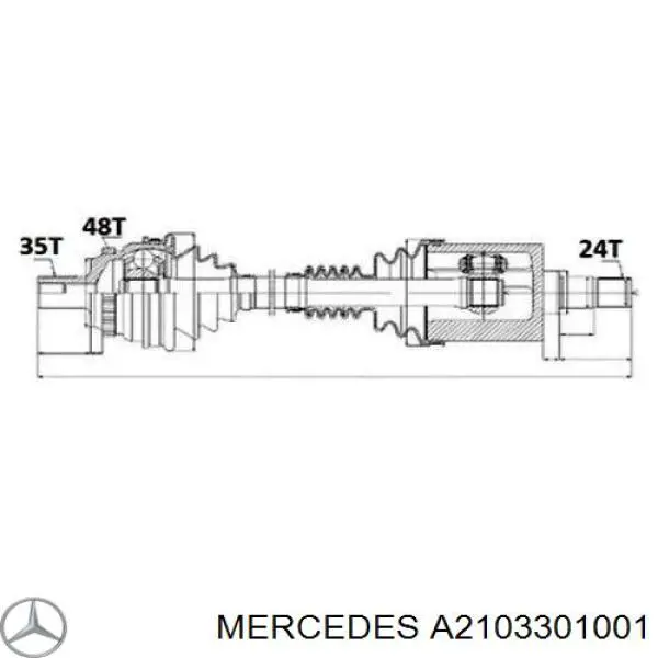 A2103301001 Mercedes árbol de transmisión delantero derecho