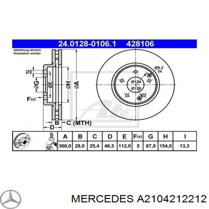 A2104212212 Mercedes disco de freno delantero