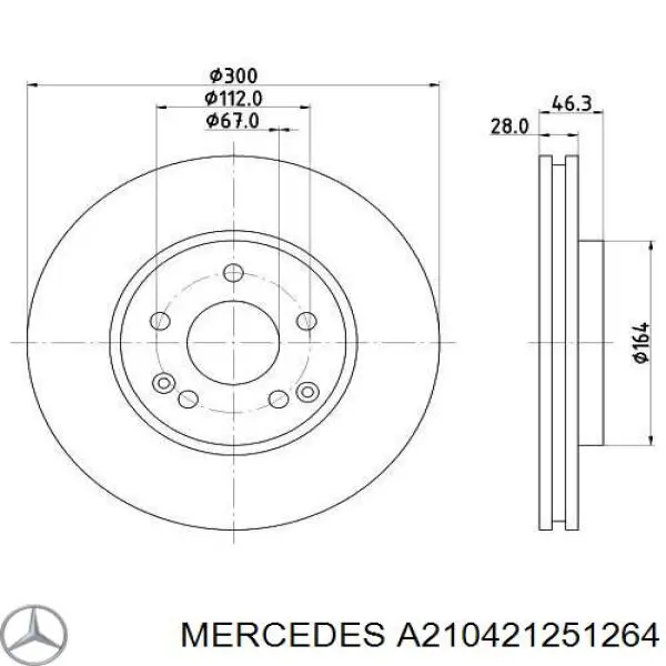 A210421251264 Mercedes freno de disco delantero