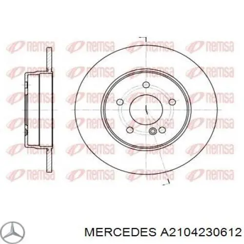 Disco de freno trasero A2104230612 Mercedes