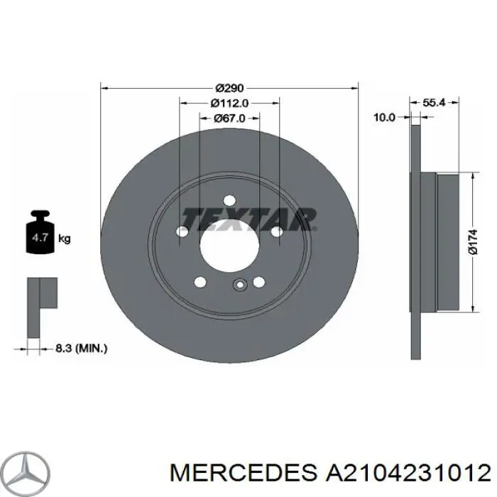 Comprar A2104231012 Mercedes Disco de freno trasero