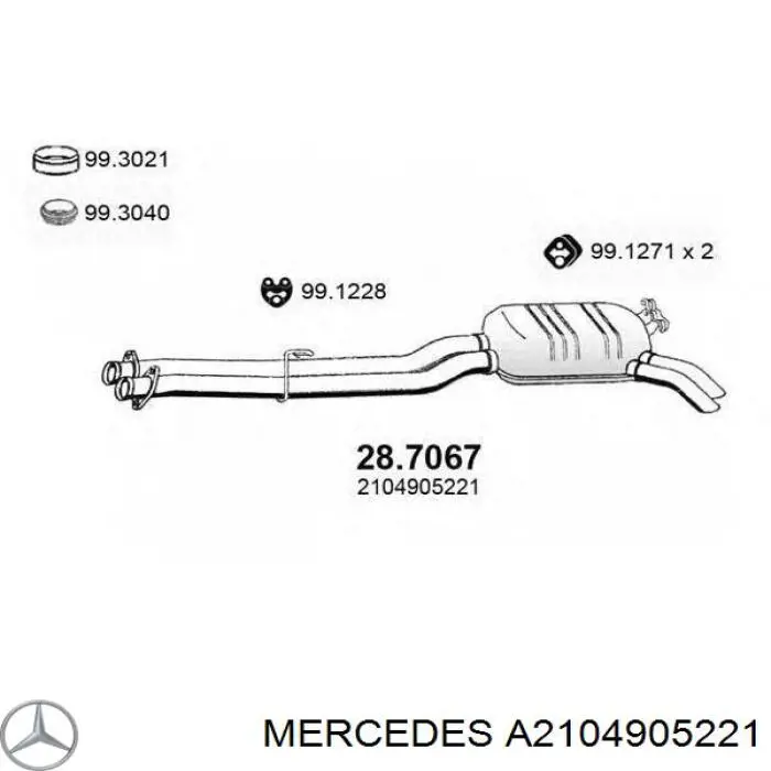 Silenciador trasero Mercedes A2104905221 precio, desde 137,15 EUR