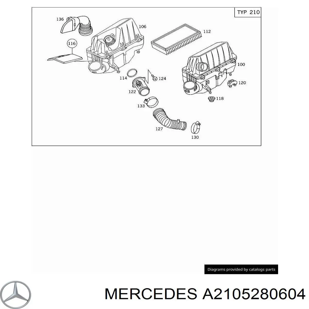 A2105281104 Mercedes entrada del filtro de aire