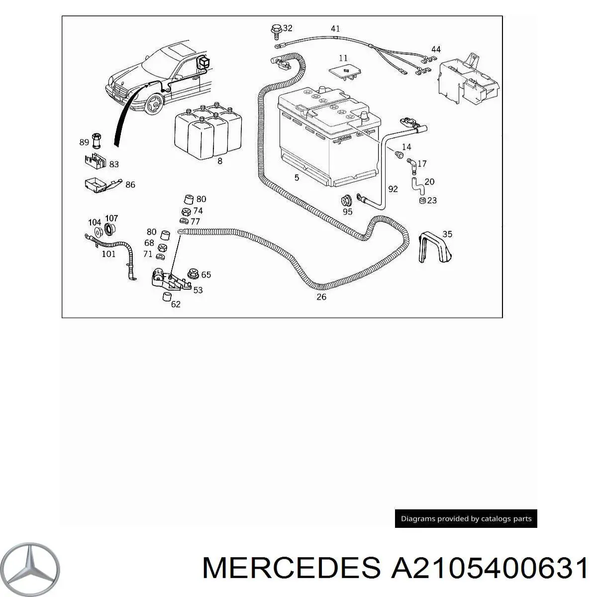 Cable de masa de batería Mercedes A2105400631 precio, desde 59,11 EUR
