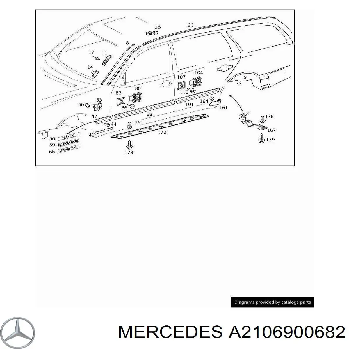Revestimiento de la puerta trasera derecha para Mercedes E (S210)
