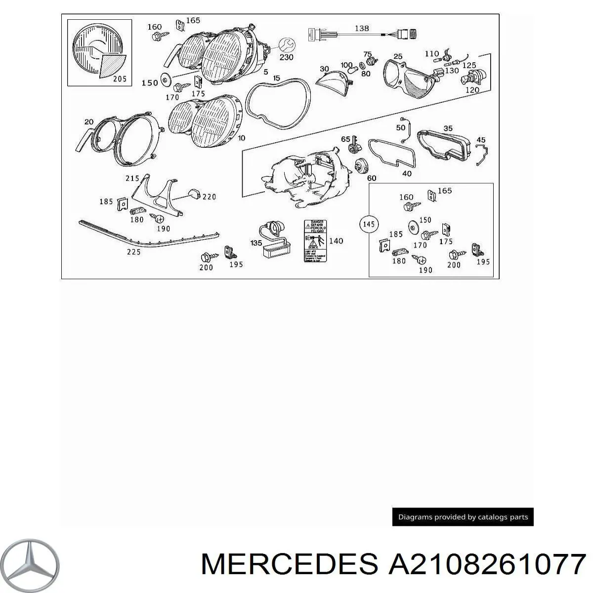 Cubierta de la boquilla del lavafaros para Mercedes E (S210)