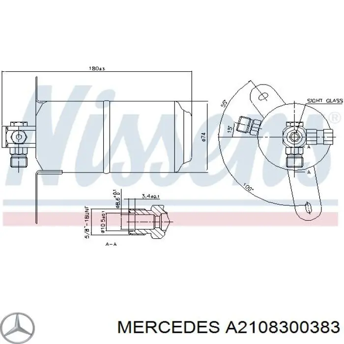 A2108300383 Mercedes Filtro deshidratante aire acondicionado