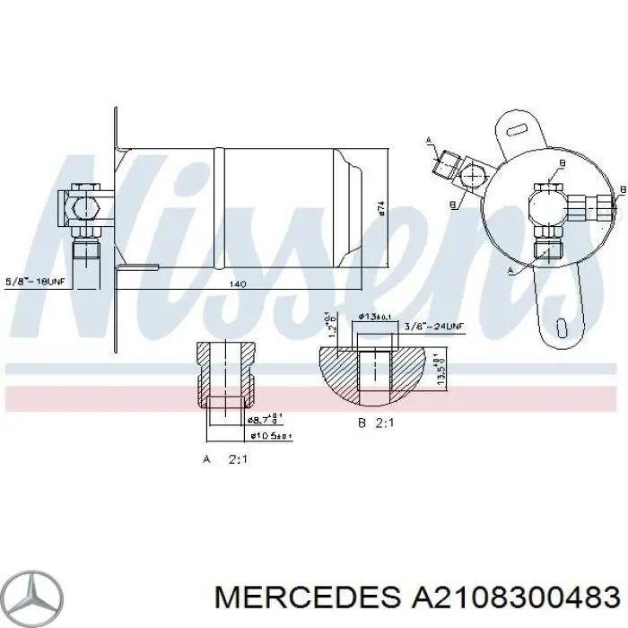 Filtro deshidratador aire acondicionado Mercedes A2108300483 precio, desde 26,45 EUR