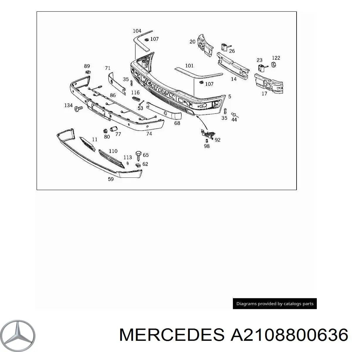 A2108800636 Mercedes moldura de parachoques delantero derecho