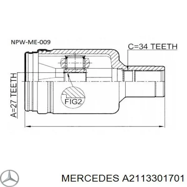 Semieje delantero izquierdo Mercedes 2113300001 precio, desde 137,50 EUR
