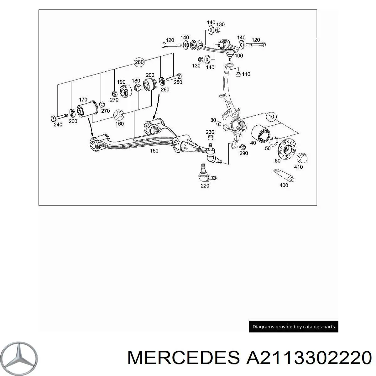 A2113302220 Mercedes muñón del eje, suspensión de rueda, delantero izquierdo