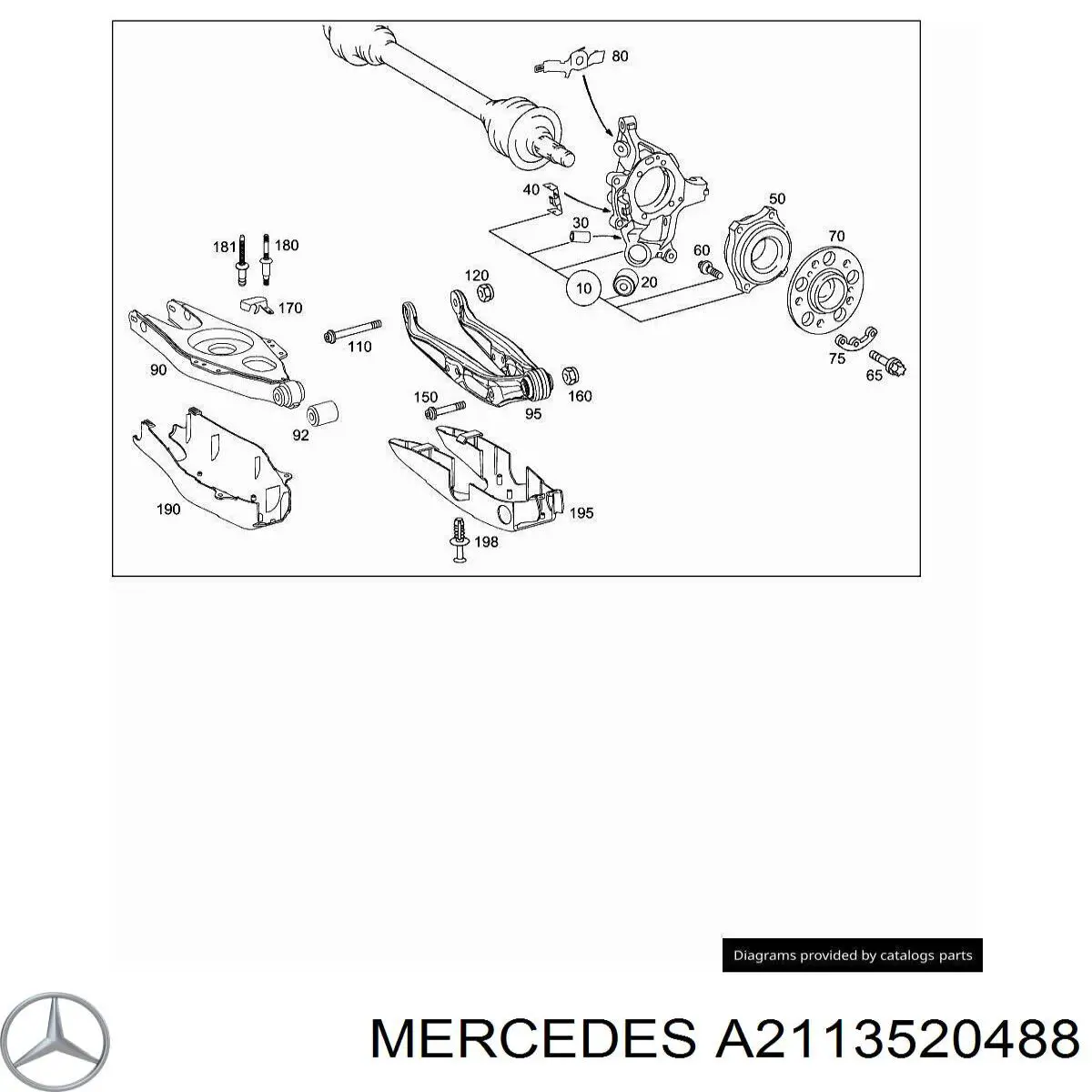 A2113520488 Mercedes Protección inferior trasera del brazo de suspensión