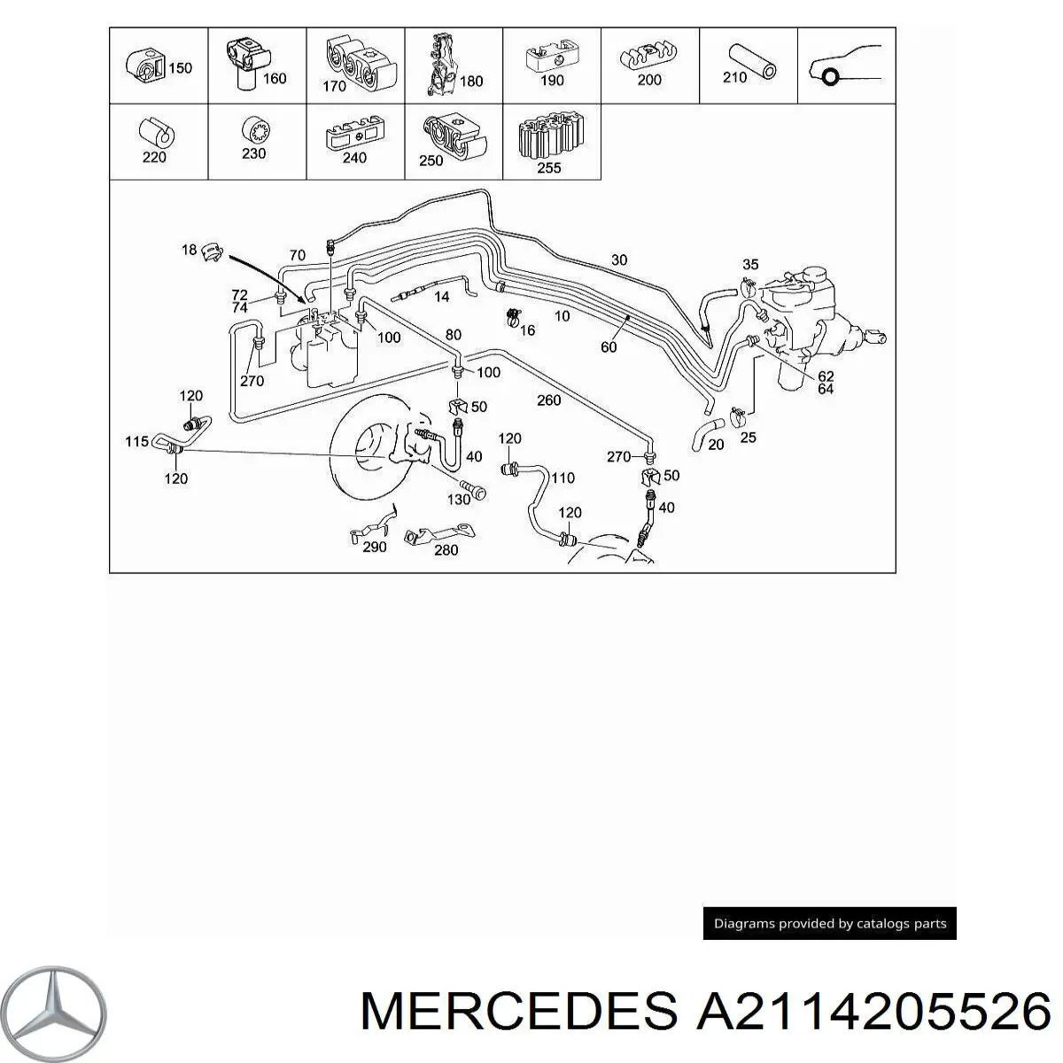 A2114205526 Mercedes latiguillos de freno delantero izquierdo