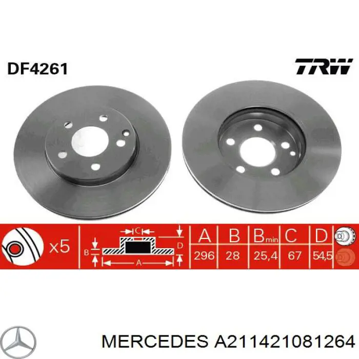 A211421081264 Mercedes disco de freno delantero