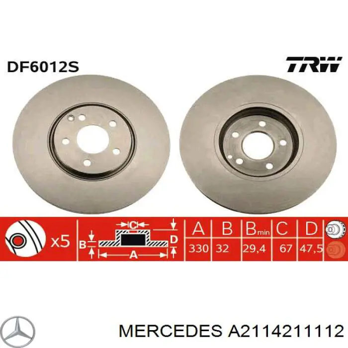 Frenos delanteros Mercedes A2114211112 precio, desde 104,17 EUR
