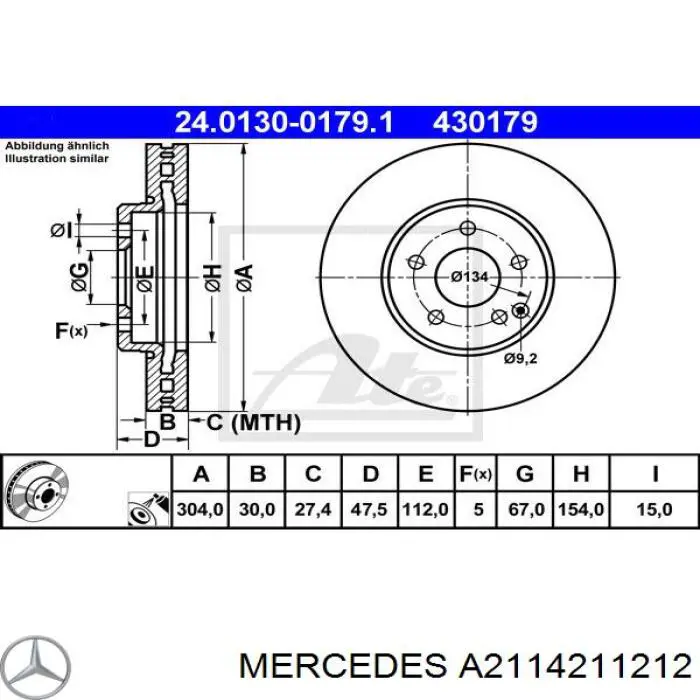 Disco de freno A2114211212 Mercedes